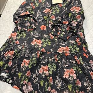 Entro Black Dress with Floral Accents